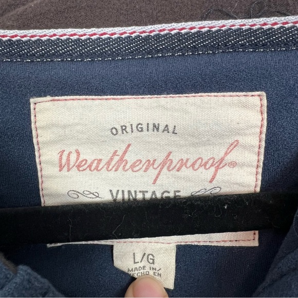 Weatherproof Vintage Blue Fleece Henley Hoodie Sweatshirt Men's Large Soft - Picture 2 of 3